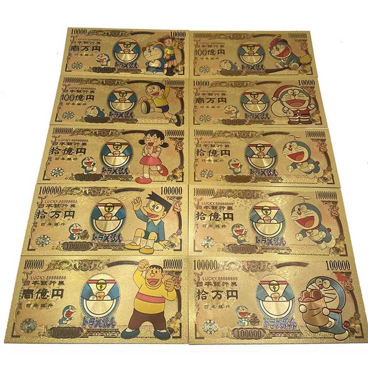 10 Types Japanese Cute Magic Tokyo Cartoon Commemorative Gold Banknote ...