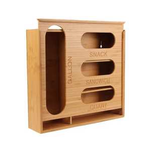 Bamboo wood fresh bag sorting box kitchen drawer ziplock bag organizer dispenser