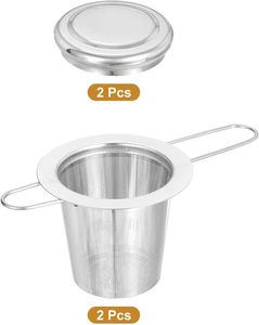 304 Stainless Steel Fine Mesh <b>Tea</b> Strainer Basket <b>Tea</b> Steeper Infuser with Lid and Double Handle - Product Image 4