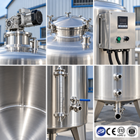 Cuve de Réaction Industrielle en Acier Inoxydable 304, 50L-3000L, avec Agitateur Motorisé, Chauffage Vapeur, Contrôle PLC, Certifiée CE, Automatique, 200L 700L 2000L