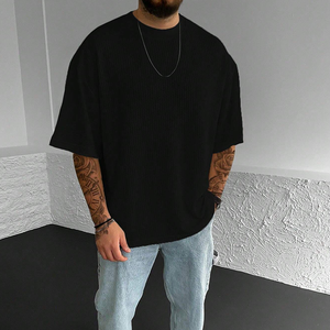 Camisetas de gran tamaño para hombre, cuello redondo, moda, logotipo personalizado, ropa de calle de peso pesado impresa, ropa de gimnasio de calidad superior, venta al por mayor - Product Image 5