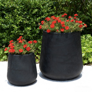 Pots à fleurs ronds <span class=keywords><strong>en</strong></span> ciment décoratifs pour l'intérieur et l'extérieur, maison et <span class=keywords><strong>jardin</strong></span> - Durables, écologiques, avec trou de drainage - Product Image 4