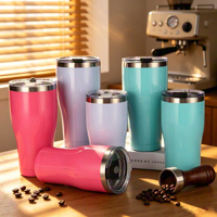 Tasse à café isotherme personnalisée en acier inoxydable 20oz 30oz avec couvercle à paille, isolation thermique 6-12 heures, compatible porte-gobelet voiture