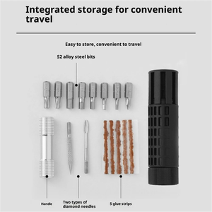 Kit d'outils <span class=keywords><strong>à</strong></span> cliquet compact pour <span class=keywords><strong>réparation</strong></span> <span class=keywords><strong>de</strong></span> pneus tubeless, embouts en acier allié S2 assurant une haute résistance et une grande durabilité - Product Image 5