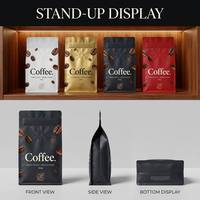 Bolsa de Empaque para Café con Fondo Plano, Sellado en Ocho Lados, Válvula y Cierre, Impresión Personalizada, para Granos Tostados de 250g y 500g