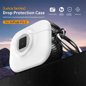 Funda para auriculares con bloqueo de interruptor de patrón de fibra de carbono para <span class=keywords><strong>Airpods</strong></span> 4 para <span class=keywords><strong>airpods</strong></span> 1 2 <span class=keywords><strong>3</strong></span> Pro 2 funda protectora de armadura completa + gancho - Product Image 3