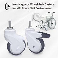 Roulettes MRi anti-poussière en acier inoxydable à double roulement 75mm 100mm 125mm non magnétiques pour fauteuil roulant MR