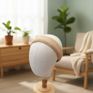 Diadema elástica de punto ancho con diseño de paja PP para mujer, a la moda, informal, de color sólido, buena elasticidad - Product Image 3