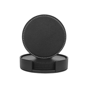 Wholesale Blank PU Leather Coaster for Drinks Promotional Gift Custom Printing Coffee Cup Mat With Logo - Product Image 1