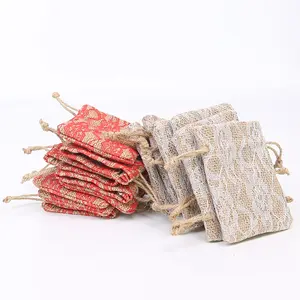 Handgemachte Spitze Leinen Geschenkt üten 9*12cm 13*18cm Natur Jute Sac kleinen Leinen Verpackungs beutel auf Lager