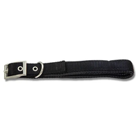Collier pour chien en nylon rembourré à double couche 25 mm-30 mm Doublure synthétique douce Matériel chromé Oeillets métalliques 6 tailles Collier pour animaux de compagnie