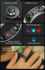 Anillo Inteligente R11, Resistente al Agua 5 ATM, Carga Inalámbrica, Monitor de Frecuencia Cardíaca, Oxígeno en Sangre, <span class=keywords><strong>Sueño</strong></span>, Salud, Contador de Pasos, Distancia, Rastreador de Actividad Física - Product Image 4