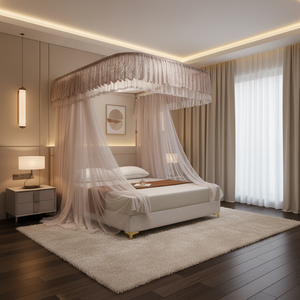 Quadratisches Mehrschichtiges Prinzessinnen-Spitzennetz Faltbares Boden-Moskitonetz 100% Polyester Multifunktional für Camping Reisen Zuhause - Product Image 3