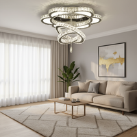 Lustre de chambre d'hôtel moderne de luxe, design mural, lampe en cristal à intensité variable, plafonnier argenté pour restaurant