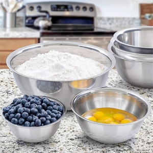 Ensemble de bols mélangeurs en acier inoxydable antidérapants et empilables pour salades, cuisson et pâtisserie – Vente en gros - Product Image 6