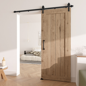Kit de quincaillerie pour porte de grange en acier au carbone, rail coulissant complet, roulettes de suspension noires pour cuisine et salle de bain - Product Image 2