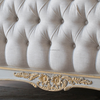 Lit double en bois massif sculpté de style français vintage, lit king size princesse en chêne massif américain, meubles de chambre à coucher