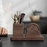 Harga Pabrik Tatakan Gelas Kayu Walnut Solid, Aksesoris Set Teh, Wadah Penyimpanan, Penyangga Ponsel Meja, Tempat Pulpen Kayu