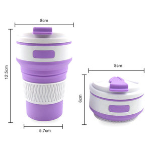 OKOLAY Non-Toxic Bpa Free Silicone Sippy Spill Proof Collapsible Silicone Coffee <strong>Cups</strong> with <strong>Cup</strong> Lid - Product Image 2