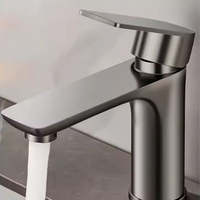 Robinet de salle de bain moderne monotrou en acier inoxydable mitigeur classique chaud et froid mitigeur pour évier lavabo vanne en céramique