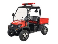 Camion de pompiers 4x4 UTV 390cc, véhicule utilitaire de lutte contre les incendies avec barre lumineuse d'urgence sur le toit, benne basculante pour le sauvetage agricole