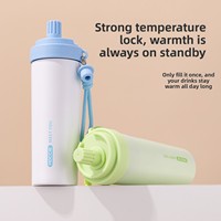 Botol Vakum Isolasi Stainless Steel 304 Warna-Warni 700ml dengan Sedotan, Mug Kopi Portabel dengan Tali, Performa Termal 6-12 Jam