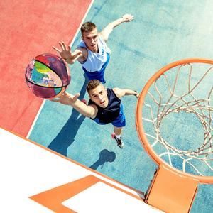 Ballon <span class=keywords><strong>de</strong></span> <span class=keywords><strong>basket</strong></span> en cuir PU à motif aquarelle coloré, design créatif pour le sport et la <span class=keywords><strong>collection</strong></span> - Product Image 2