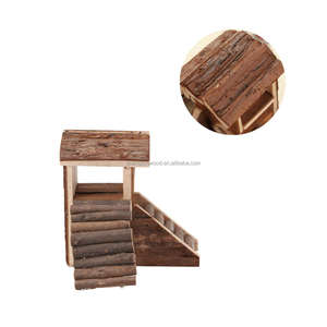 Maison de hamster Animal en bois rustique avec porte étui pour animaux de compagnie en bois avec fenêtre Hamster maison de <span class=keywords><strong>lapin</strong></span> en bois - Product Image 3