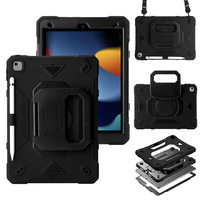 Étui pour tablette iPad 102 (7e/8e/9e génération) en silicone PC avec support rotatif et sangle de poignet, compatible Air 11 pouces, avec bandoulière, résistant aux chutes