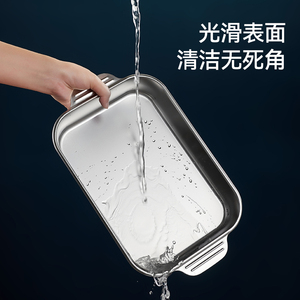 Stainless Steel Grilling <b>Pan</b> Rectangular Deep Dish For Seafood And Fish Induction Cooker Compatible Dishwasher Safe - Product Image 5