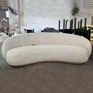 Canapé d'angle incurvé en tissu velours de style minimaliste moderne, canapé moelleux pour salon - Product Image 6