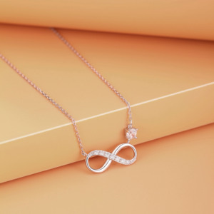 925 alla moda argento Sterling infinito numero 8 ciondolo personalizzabile pietra colore 4mm Cz collana da donna gioielli - Product Image 5