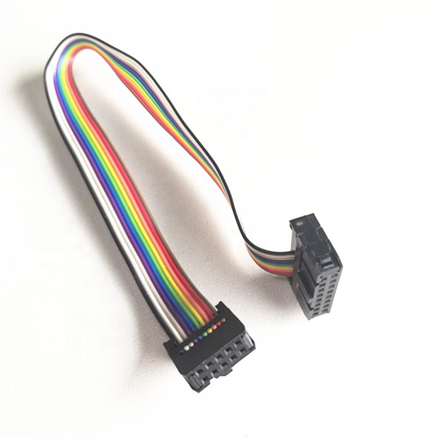 Custom 10pin16pin rainbow Color Cable Assembly 2.54mm IDC Connector Wiring Harness Flat Ribbon Cable