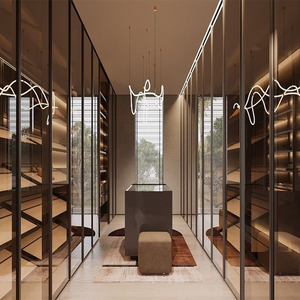 Armario de Dormitorio Moderno y Lujoso Aqua Gallery, Independiente, de Madera, <span class=keywords><strong>con</strong></span> Puertas de Vidrio y Armario Empotrado - Product Image 4