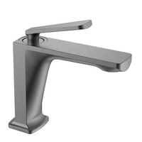 Robinet Mitigeur Moderne Doré Brossé à Trou Unique pour Lavabo, Robinet de Lavabo en Laiton à Poser sur le Plan, Accessoires de Salle de Bain