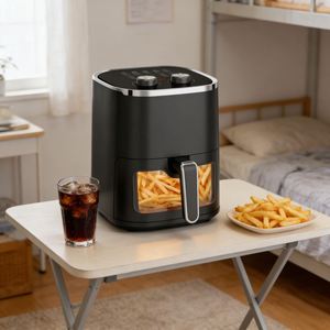 Four électrique moderne 5L grande capacité, friteuse à air manuelle carrée en plastique, sans huile, revêtement antiadhésif, fonction déshydrateur, nettoyage facile - Product Image 3