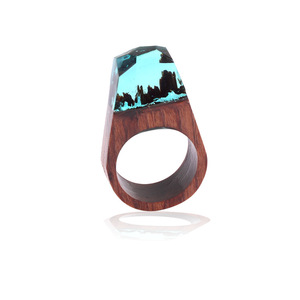 Nuovo Resina Epossidica Magia Di Legno Anelli Per Le Donne I Fiori Anello Dei Monili di Modo Naturale di Legno di Paesaggio Geometrica Anello Regali - Product Image 5