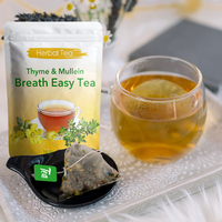 Thé aux herbes biologiques OEM pour la résistance respiratoire, détoxification pulmonaire, molène, thym, thé pour respirer facilement