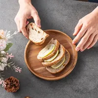 Assiettes en bois rondes de 5,9 pouces, légères, classiques, faites à la main, pour servir des plats, des collations, des aliments, ou comme cadeau.