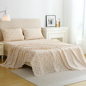 סט מצעים מיקרופייבר 4 חלקים, סדין גומי וסדין שטוח, הדפס פרחוני, במבצע חם, סיטונאי - Product Image 3