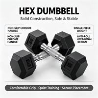 Haltères hexagonaux en acier inoxydable marqués LB KG, poignée antidérapante recouverte de caoutchouc, équipement de gym pour usage domestique