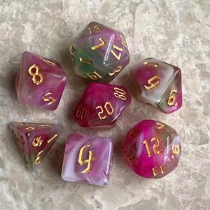 Lot de 7 dés de jeu de rôle (RPG) en résine acrylique multicolore, polyèdre numérique PRTG, pour D&D - Product Image 4