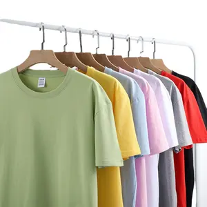 도매 180g 순수한 색깔 100% 년 면 짧은 소매 주문 로고 인쇄 남자와 여자 단단한 남자 티셔츠 t-셔츠