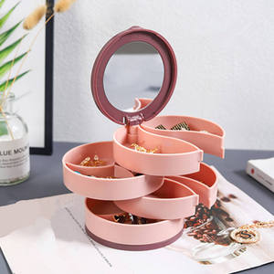 2026 New Hot Sale Rotating Jewelry Storage <b>Box</b> Cosmetics Organizer With Mirror <b>Earring</b> Ring Jewelry Casket - Product Image 4