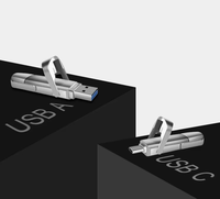 Flashdisk Logo kustom, Stik Usb Stick logam 8Gb 3.0 Usb Key 2 In 1 Usb Flash Drive 8Gb 32Gb 64Gb 128Gb 256Gb 512Gb