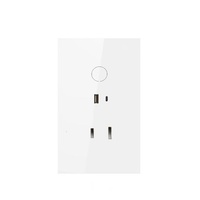 Interrupteur tactile intelligent Wi-Fi US en verre trempé pour maison connectée 1/2/3 gangs + 1 prise, sans fil neutre, contrôle à distance par application, compatible Google Alexa