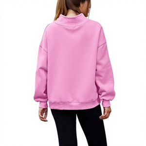 Sweat-shirt à col montant imprimé de haute qualité pour femme, manches longues, couleur unie, décontracté, avec logo frontal, 100 % coton, vente en gros - Product Image 5