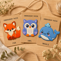 Nouvel Arrivage Écussons Brodés Personnalisés Animaux Organismes Marins Renard Autocollants en Tissu Cœur Fleur pour Chapeaux à Presser à Chaud Vente en Gros