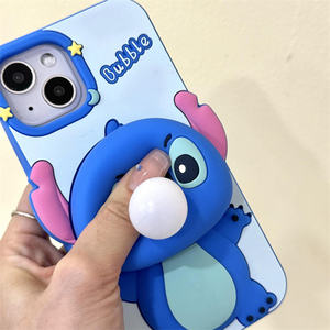 <span class=keywords><strong>Coque</strong></span> de téléphone portable en silicone souple pour <span class=keywords><strong>iPhone</strong></span> 15 Pro Max 14 13 12 11 avec motif de dessin animé <span class=keywords><strong>Stitch</strong></span> et bulles - Product Image 4