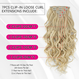 Julianna Futura Fibre Protéine En Gros Carton Paquet 24 pouces 200g Clip-in 7 Lâche Bouclés Synthétique Clip dans les Extensions de Cheveux - Product Image 4